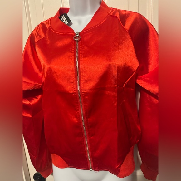 NWT Bomber Red Lightweight Zip Up Jacket Casual Striped Jacket, Size Smalll - Picture 6 of 10